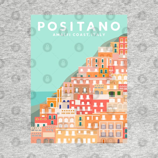 Positano, Amalfi Coast, Italy Travel Poster by lymancreativeco